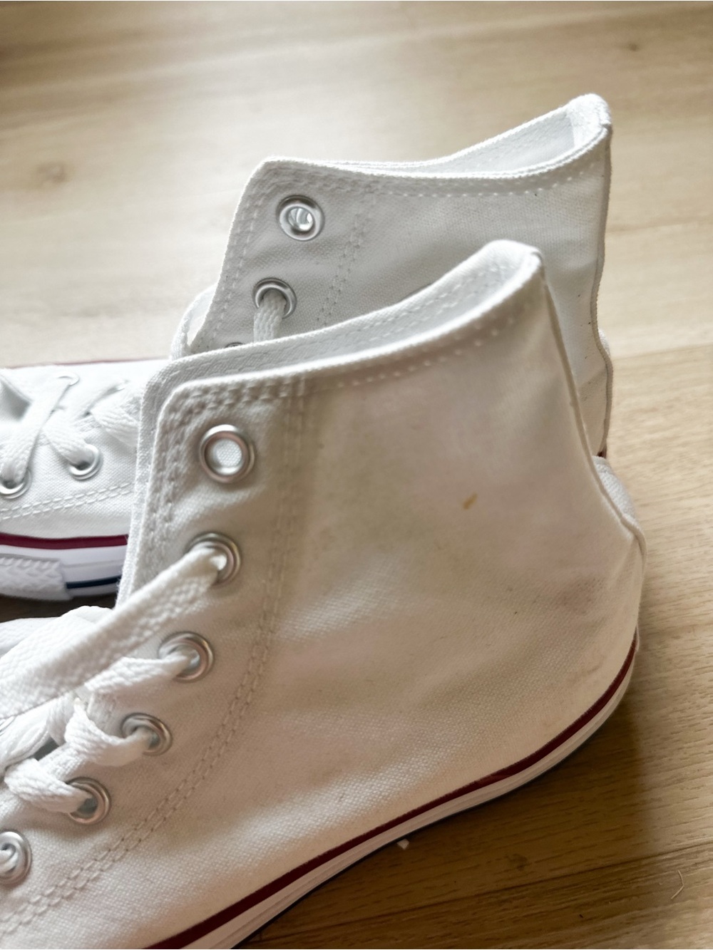 Converse White High-Top Canvas Sneakers Size 7 - Picture 3 of 7